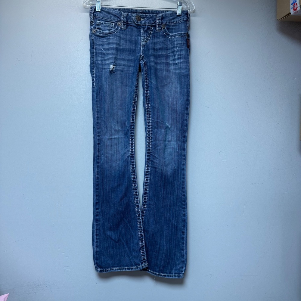 Silver Jeans Co Tuesday Bootcut Jeans Womens 29 Blue Good Distressed Y2K Boho
